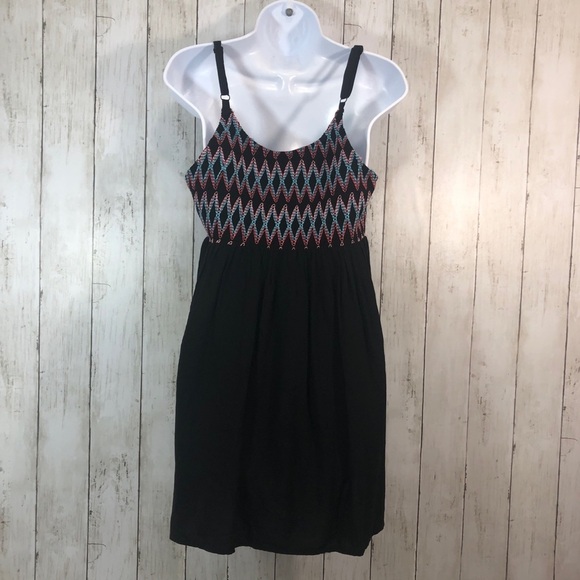 Torrid Black Challis & Colorful Zigzag Smocked Babydoll Cami 0 - Picture 3 of 6